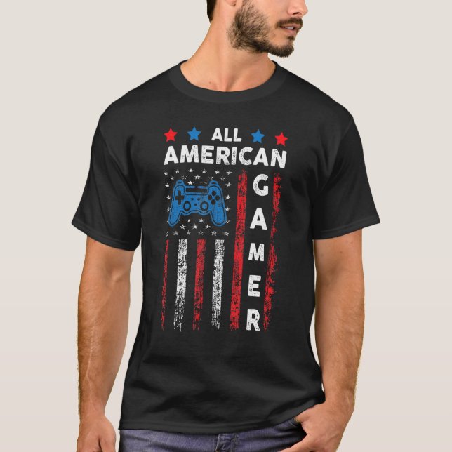 Alle amerikanischen Gamer Patriotic Video Game 4.  T-Shirt (Vorderseite)