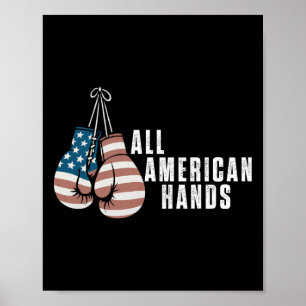 Alle amerikanischen Hände Boxhandschuhe Usa Flag P Poster
