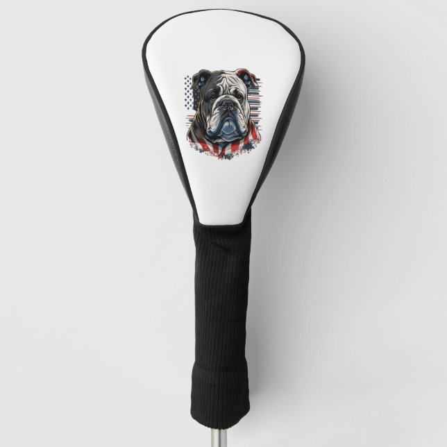 ALLE AMERIKANISCHEN Hunde lieben englischen Bulldo Golf Headcover (Vorderseite)