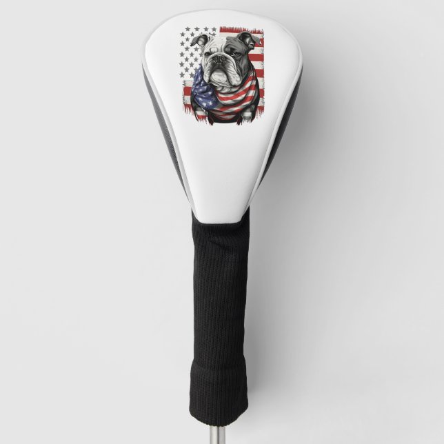 ALLE AMERIKANISCHEN Hunde lieben englischen Bulldo Golf Headcover (Vorderseite)