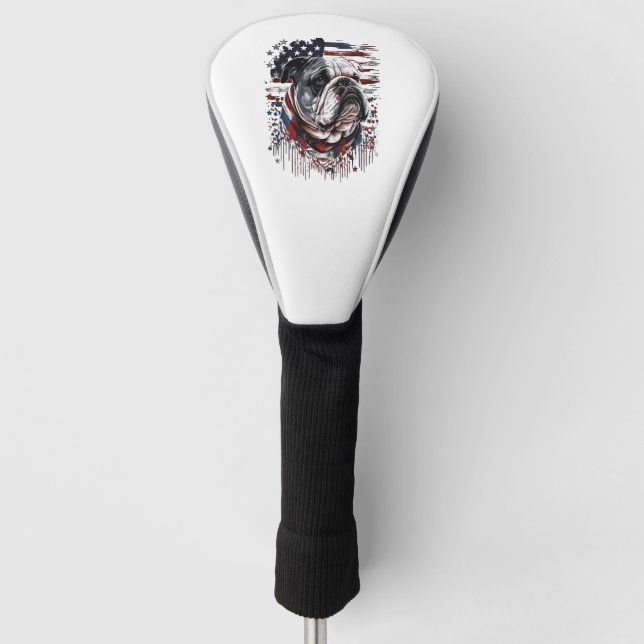 ALLE AMERIKANISCHEN Hunde lieben englischen Bulldo Golf Headcover (Vorderseite)
