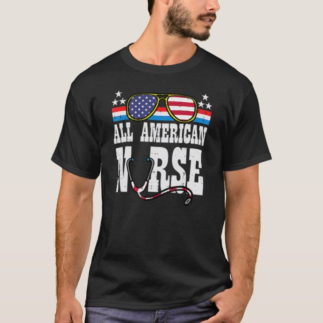 Alle amerikanischen Krankenschwestern 4. Juli Scru T-Shirt (Vorderseite)