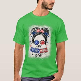 Alle amerikanischen Mädchen 4. Juli Tochter Messy T-Shirt