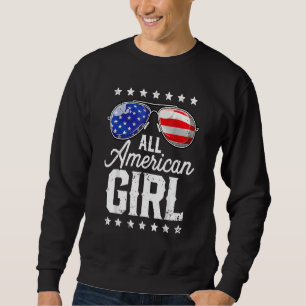 Alle amerikanischen Mädchen 4. Juli USA Flag Sun Sweatshirt