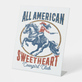 Alle amerikanischen Sweetheart Cowgirl Sockelschild