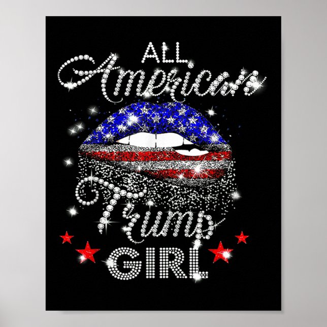 Alle amerikanischen Trump Girl Mouth Diamond Poster (Vorne)