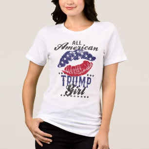 Alle amerikanischen Trump-Girl-USA-Flag Lips haben Tri-Blend Shirt