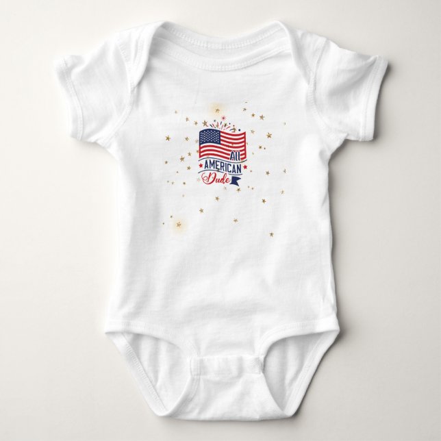 Alle amerikanischen Typ Fireworks Baby Bodysuit Strampler (Vorderseite)