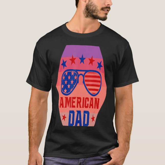 Alle amerikanischen Vater 4. Juli Retro Sonnenbril T-Shirt (Vorderseite)