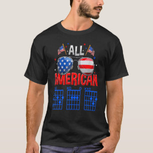 Alle amerikanischen Vater Gitarrist 4. Juli US Fla T-Shirt