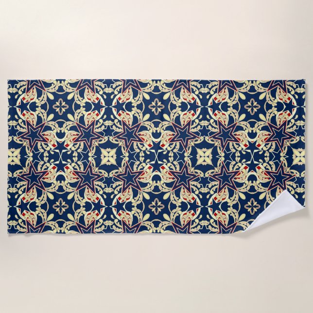 Alle amerikanischen Vintag Stars Patriotic Strandtuch (Vorderseite)