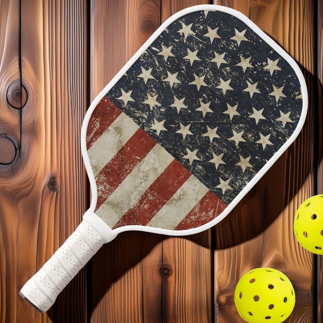 Alle amerikanischen Vintag Stars und Streifen Pickleball Schläger (Von Creator hochgeladen)