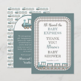 Alle an Bord der Baby Express Boy Baby Shower Dankeskarte