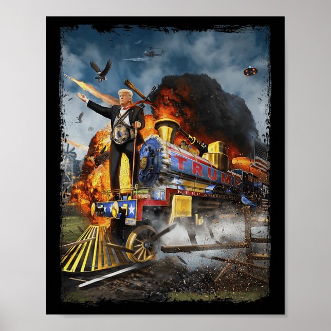 Alle an Bord der Trump-Bahn Funny Donald Trump 202 Poster (Vorne)