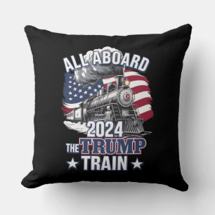 Alle an Bord der Trump-Bahn Trump 2024 Patriotisch Kissen