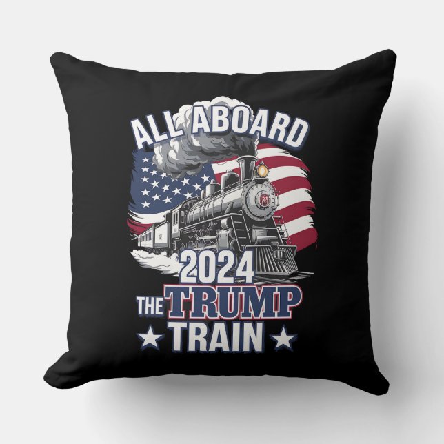Alle an Bord der Trump-Bahn Trump 2024 Patriotisch Kissen (Vorderseite)