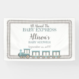Alle an Bord des Baby Express Train Boy Baby Showe Banner