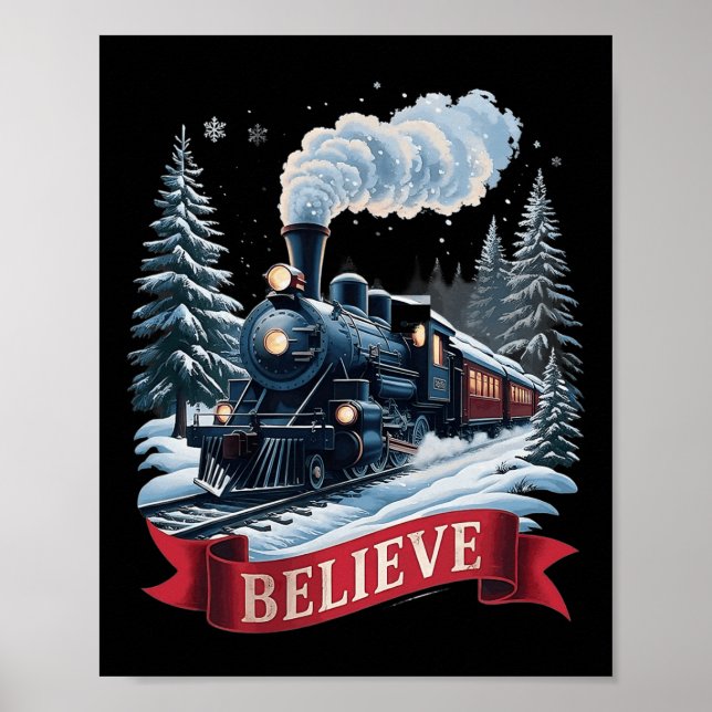 Alle an Bord Polar Express Weihnachten Nordpol Xma Poster (Vorne)