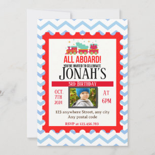Alle an Bord! Thema Züge Einladung