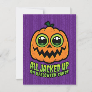Alle auf Halloween Candy Funny Pumpkin eingeklopft Postkarte