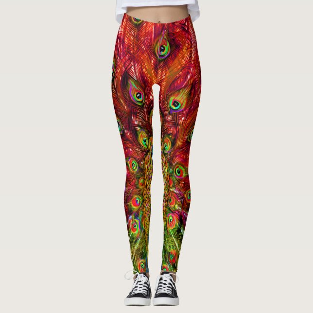 alle Augen auf Sie Pfauen Leggings (Vorderseite)