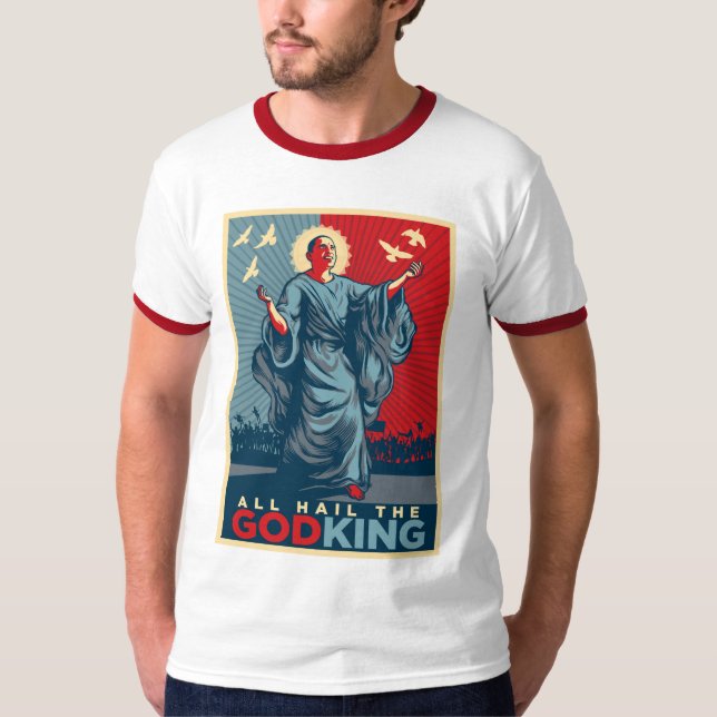 Alle begrüßen den Gott-König Obama T-shirt (Vorderseite)