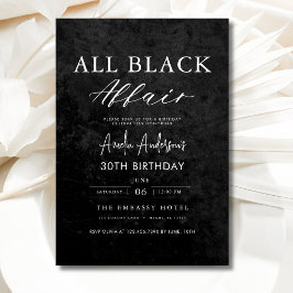 Alle Black Affair Birthday Party Modernes Elegante Einladung