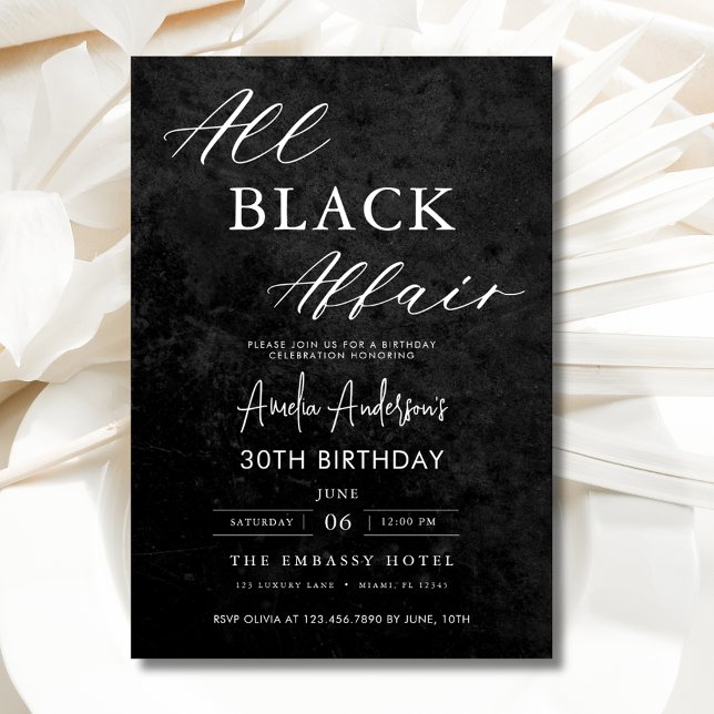 Alle Black Affair Birthday Party Modernes Elegante Einladung (Von Creator hochgeladen)