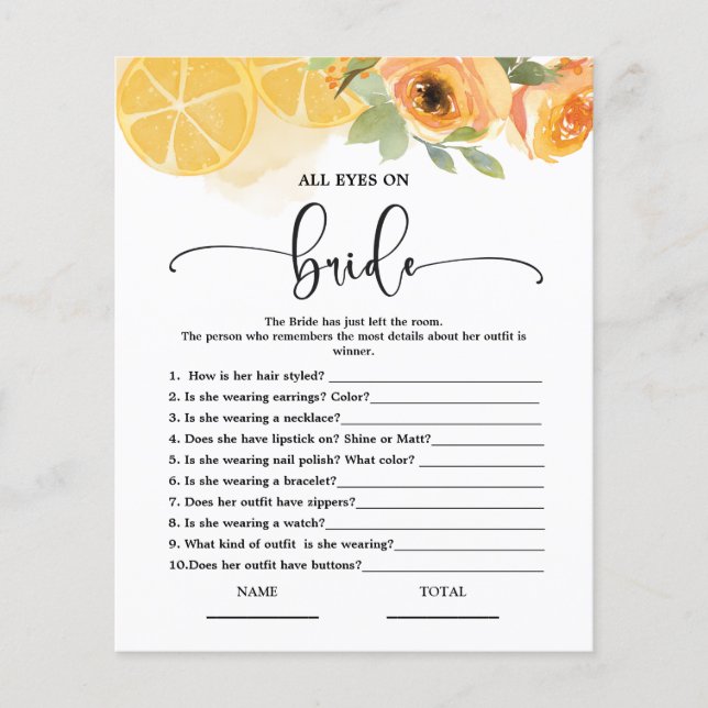 Alle Blicke auf das Bridge Brautparty Game (Vorderseite)