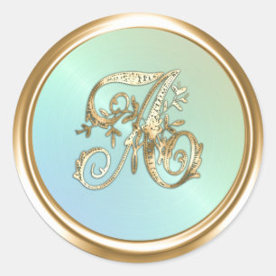 Alle Buchstaben Perlen Gold Verzierte Monogramm  Runder Aufkleber