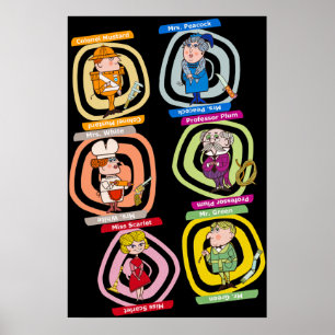 Alle Charaktere des Clue Brettspiels Vintage Samml Poster