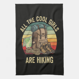 Alle coolen Mädchen wandern Retro Geschirrtuch