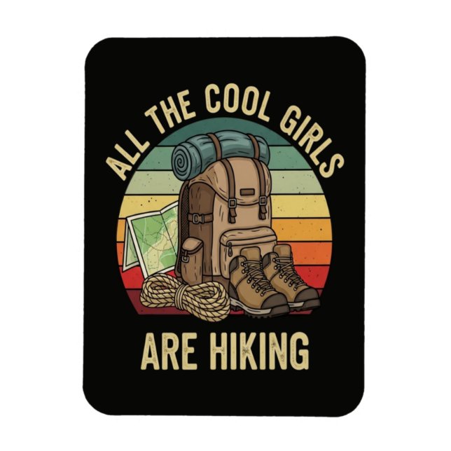 Alle coolen Mädchen wandern Retro Magnet (Vertikal)