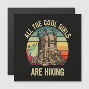 Alle coolen Mädchen wandern Retro Magnetkarte