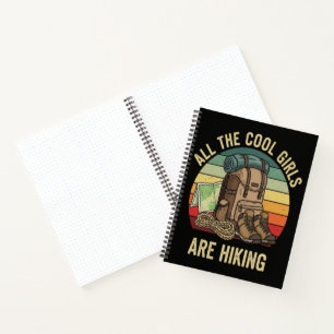 Alle coolen Mädchen wandern Retro Notizbuch