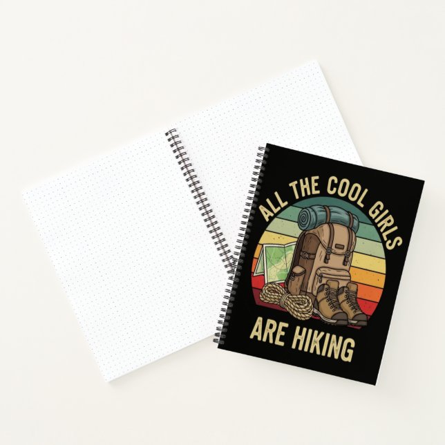 Alle coolen Mädchen wandern Retro Notizbuch (Innenseite)