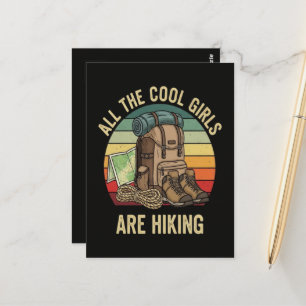 Alle coolen Mädchen wandern Retro Postkarte