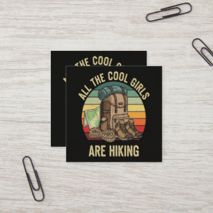 Alle coolen Mädchen wandern Retro Quadratische Visitenkarte