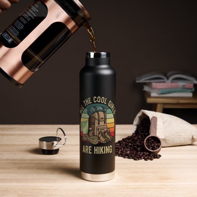 Alle coolen Mädchen wandern Retro Trinkflasche (Kaffee (gedreht))
