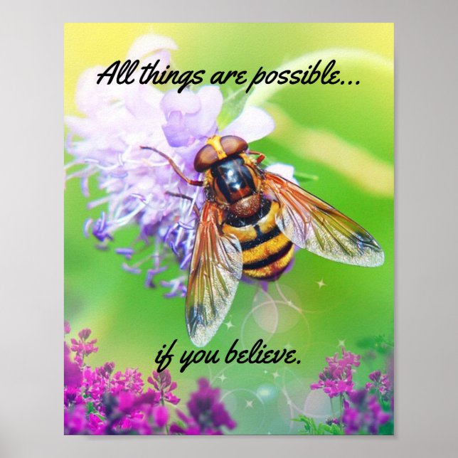Alle Dinge sind möglich Bumble Bee Quote Matte Poster (Vorne)