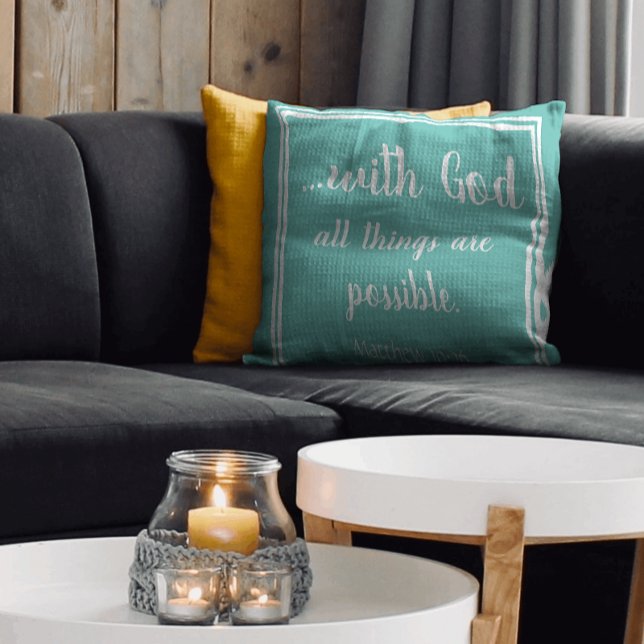 Alle Dinge sind möglich Inspiration Blau Kissen (With God All Things Are Possible Throw Pillow)