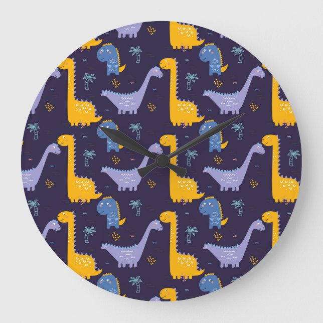 Alle Dinos groß und klein Große Wanduhr (Vorderseite)