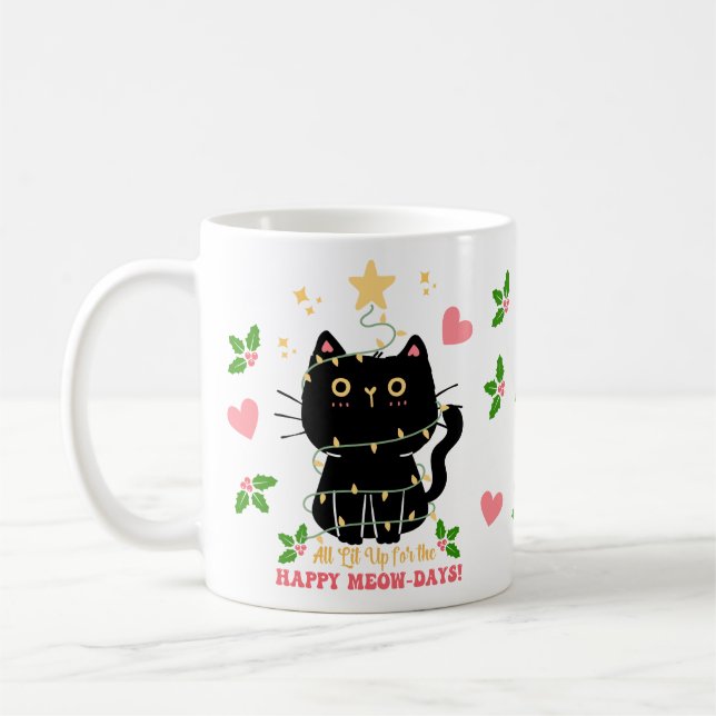 Alle erleuchten für die glücklichen Meow-Tage Kaffeetasse (Links)
