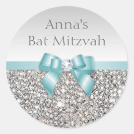 Alle Event-Imitate Silver Sequents Aquamarin Bow D Runder Aufkleber