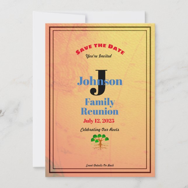 Alle Familiennamen Old World Map Family Wiedersehe Einladung (Vorderseite)