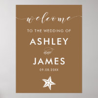 Alle Farbe Starfish Hochzeitszeichen, braun