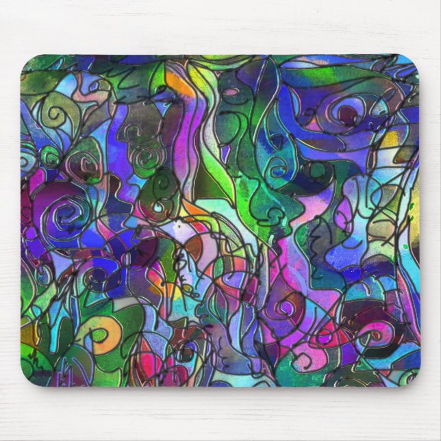 Alle Farben mit Wirbel und Linien Mousepad (Vorne)