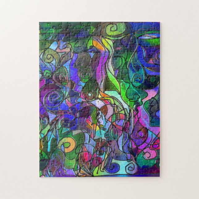 Alle Farben mit Wirbel und Linien Puzzle (Vertikal)
