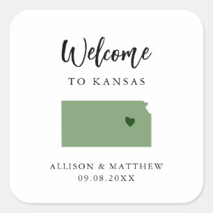 Alle Farbkansas Hochzeitungs-Begrüßungstasche oder Quadratischer Aufkleber