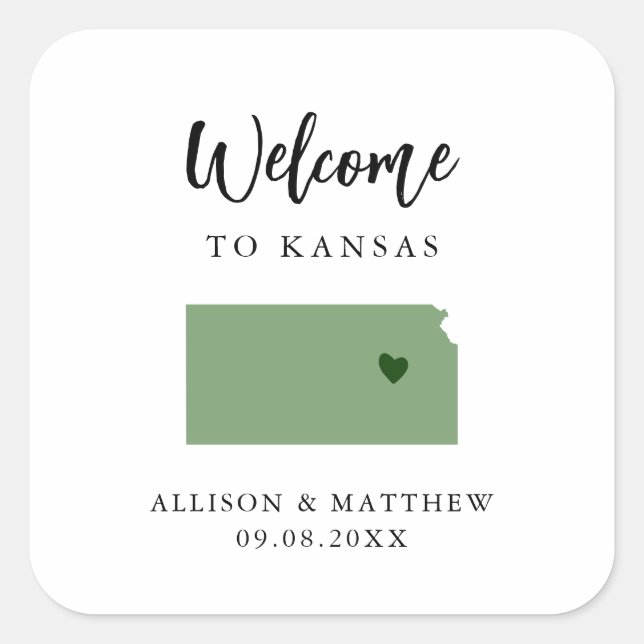 Alle Farbkansas Hochzeitungs-Begrüßungstasche oder Quadratischer Aufkleber (Vorderseite)